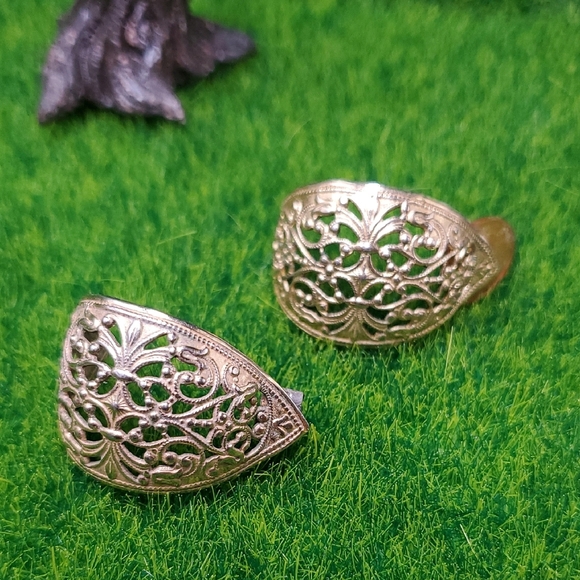 Edwardian Lace Filigree Earrings E1005 - Picture 1 of 4